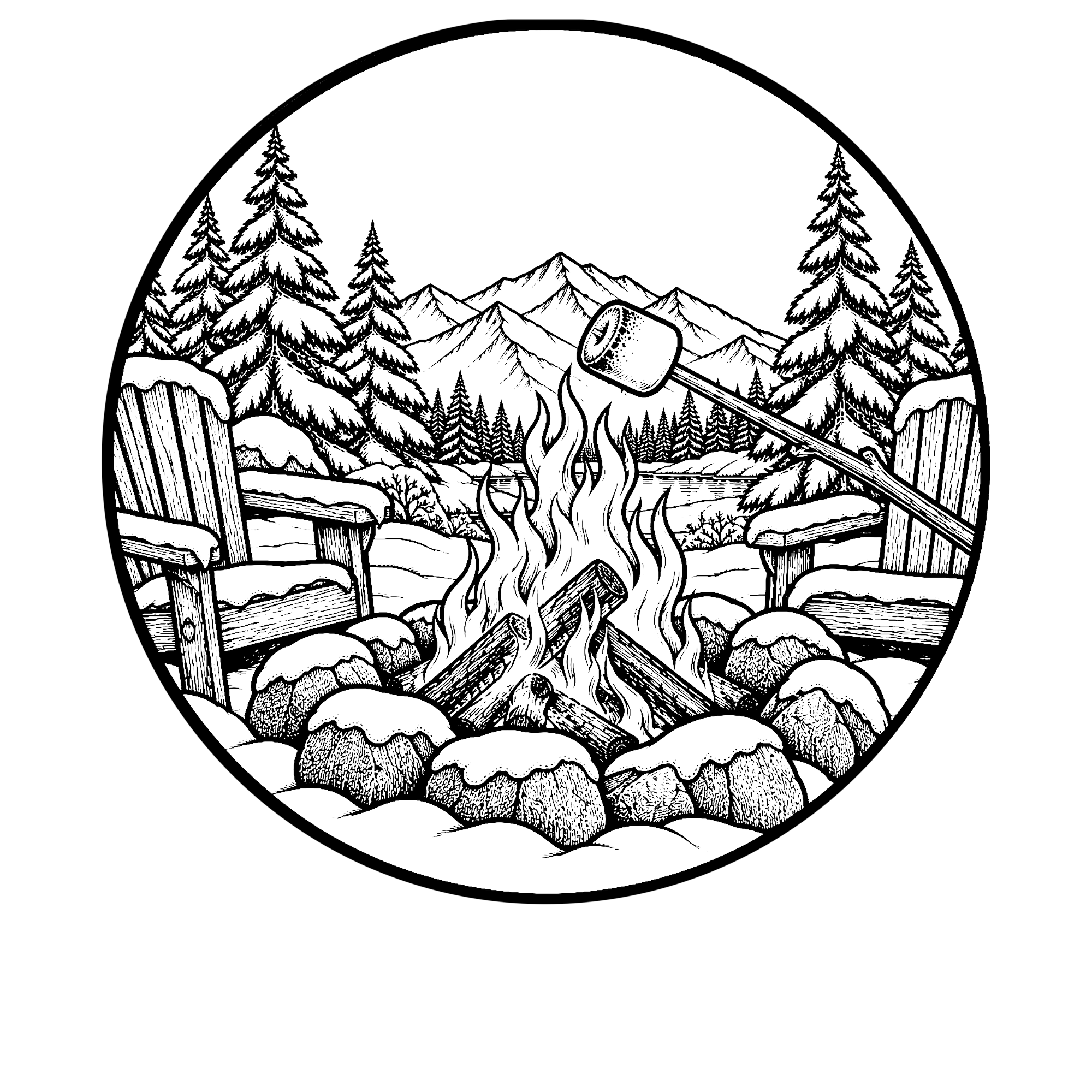 Marshmallow Roast ski town shirt design