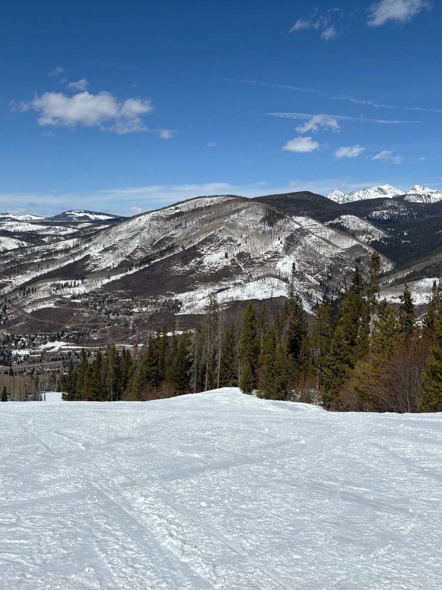 Ski slope view over a Colorado mountain valley